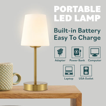 Carson 12.75" Modern Minimalist Iron Rechargeable Integrated LED Table Lamp - JONATHAN Y